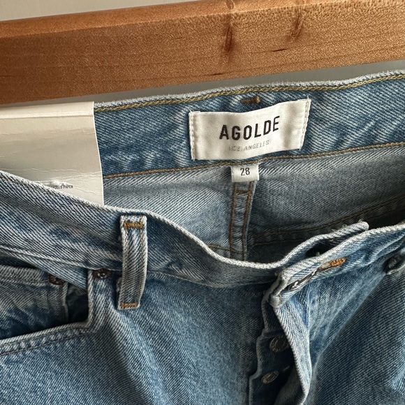 NWT Agolde Ryder Two-Tone Blue and Black Straight Leg Jeans - Picture 8 of 14